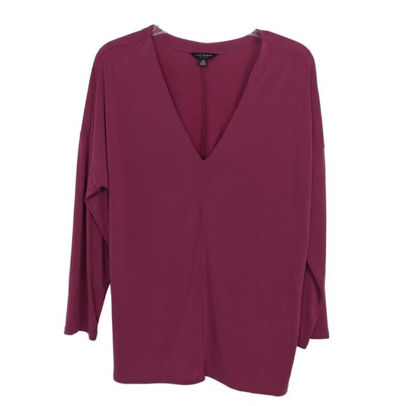 Lucky Brand | Plum Lightweight V-Neck Stretch Pullover Top | Size L - Picture 1 of 8